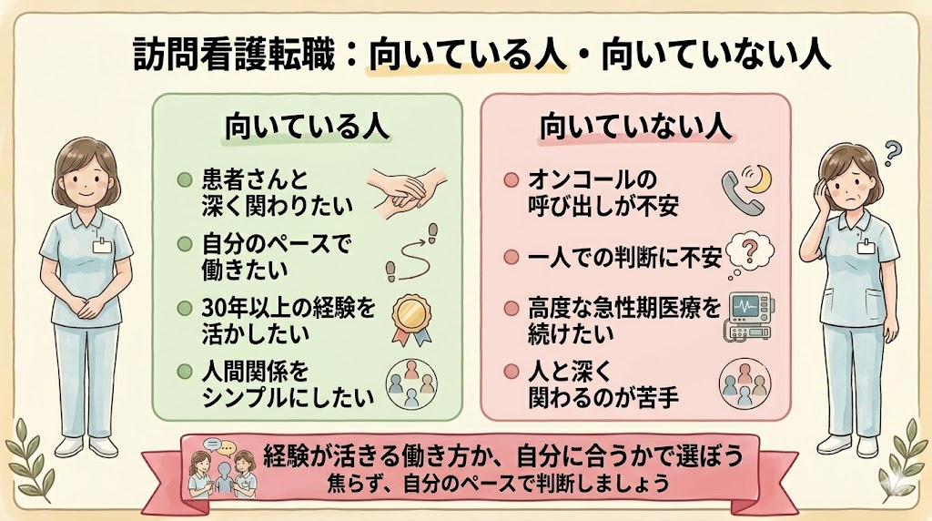 50代看護師の訪問看護転職|向いている人・向いていない人