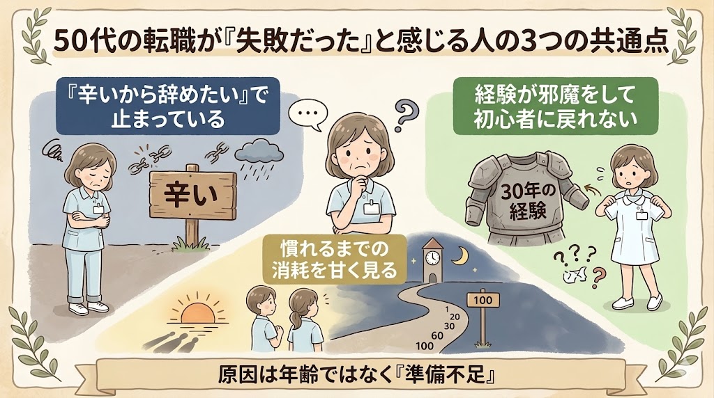 50代看護師の転職で失敗する3つの共通点