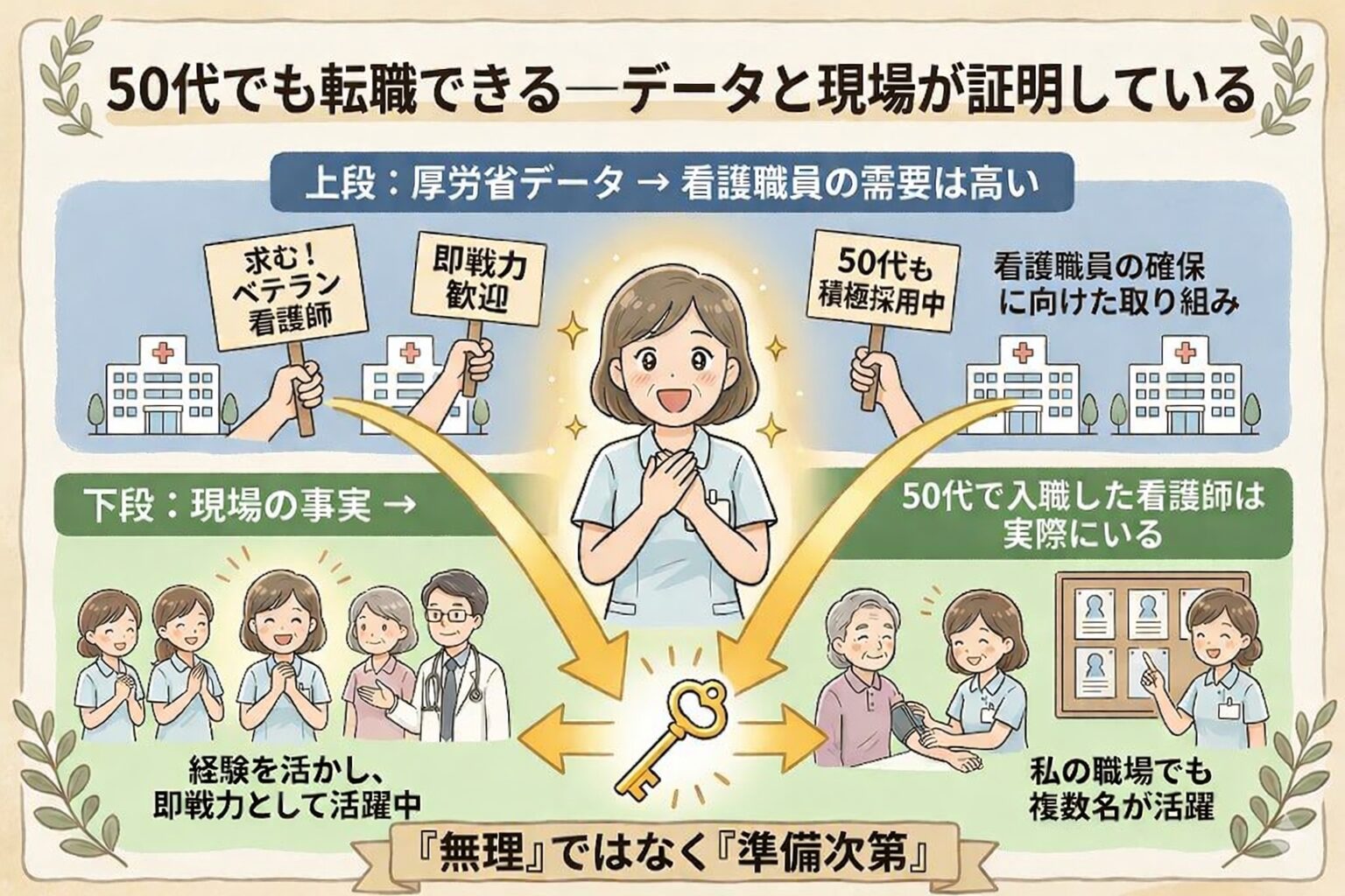 50代看護師でも転職できるデータと現場の実例