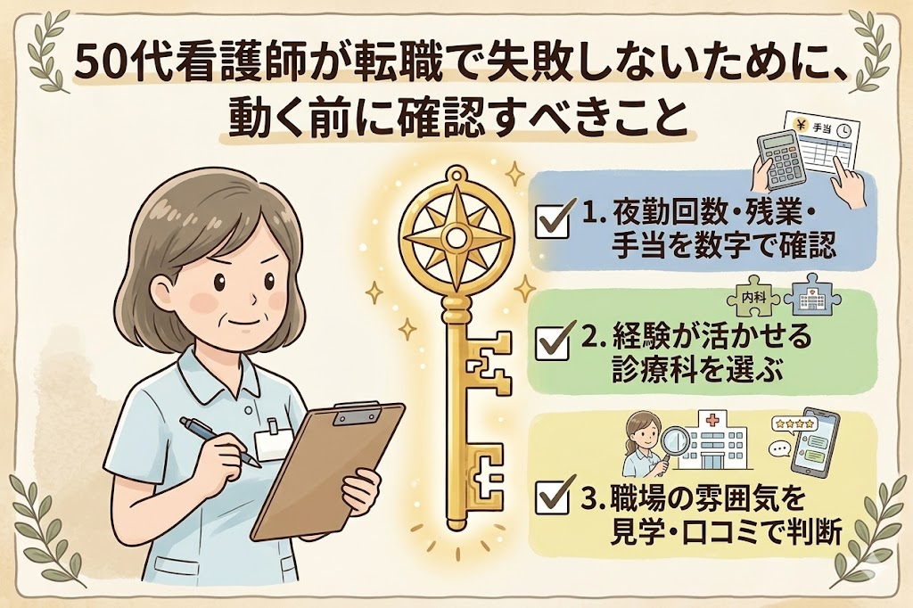 50代看護師が転職前に確認すべきポイント