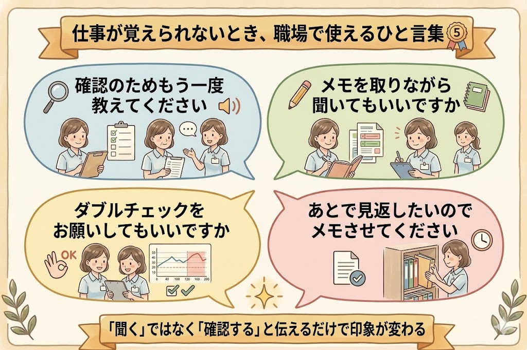 50代看護師が仕事で覚えられないとき職場で使えるひと言集4つ