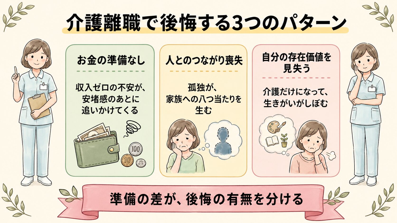 介護離職で後悔する3つのパターン
