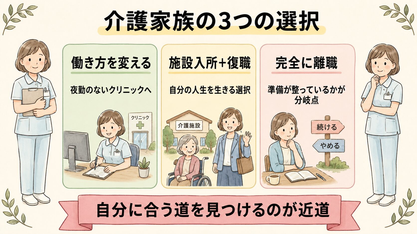 介護家族の3つの選択 働き方を変える 施設入所 完全離職